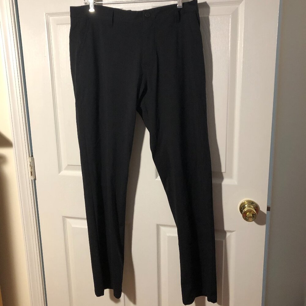 Rhone  men black Slim Fit Flat Front Commuter Stretch Pants pants,  34